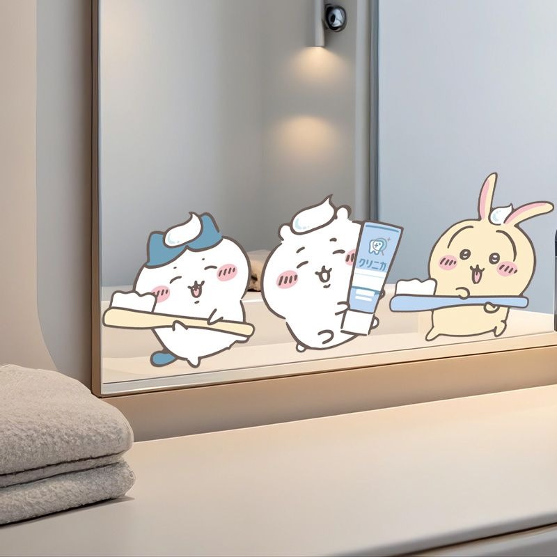 Home Theater Bathroom - Heiße Chiikawa Spiegelaufkleber – Stark haftend,