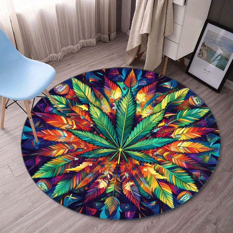 Home Bathroom Door Design - Bunter Feder-Mandala-Rundteppich im böhmischen Stil, Wohnzimmermatte,