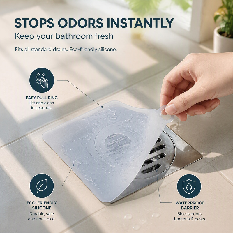 Home Bathroom Mats - 5 Stück Silikon-Anti-Geruch-Bodenablaufmatten, Verdickte Versiegelte Abflussabdeckungen