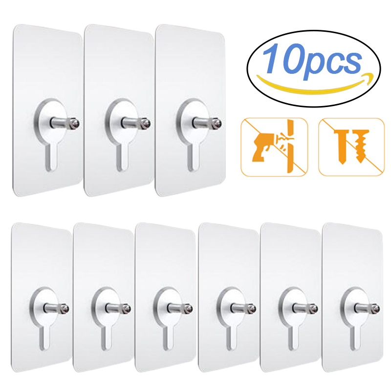 Robe Hook Adhesive - 10 Stück Regal selbstklebende Wandhaken klar