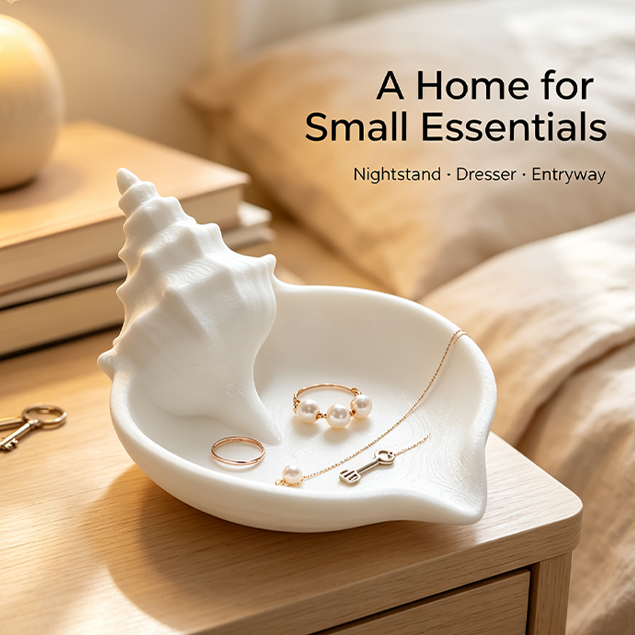 Home Essentials Bathroom Storage - Nordischer Stil Mattweißes Muschelförmiges Schmucktablett, Nautischer