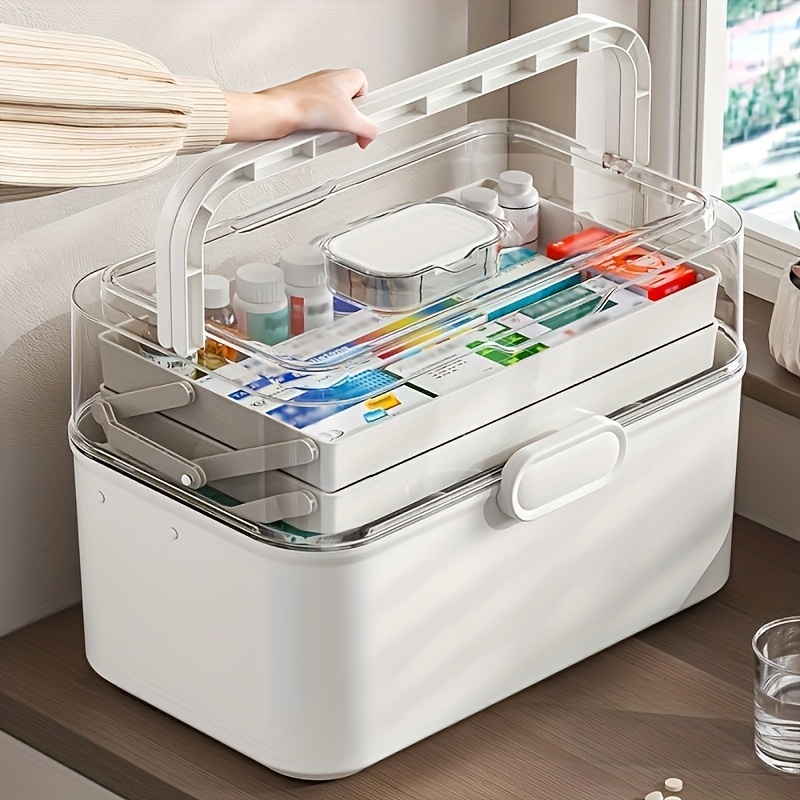 Home Goods Bathroom Storage - Große Medikamentenaufbewahrungsbox/Verteilbox mit transparentem Deckel –