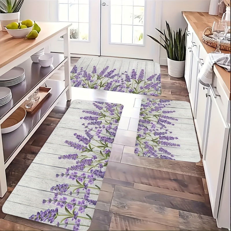 Home Bathroom Door Design - VIKAMA Blumen und Pflanzen Küchenmatte, lavendelfarbener