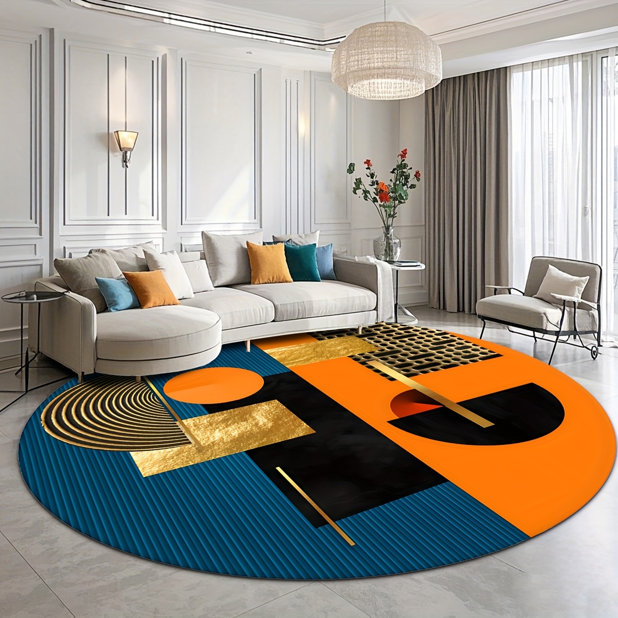 Orange Blau Gold Abstrakter Ge – Home Bathroom Door Design Bewertung und Preis