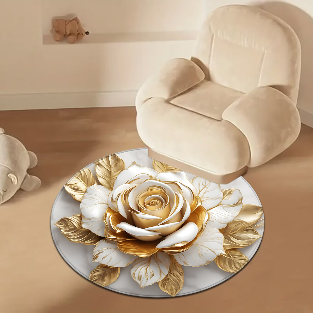 Runder Teppich in Weißgold und – Home Bathroom Door Design Bewertung und Preis
