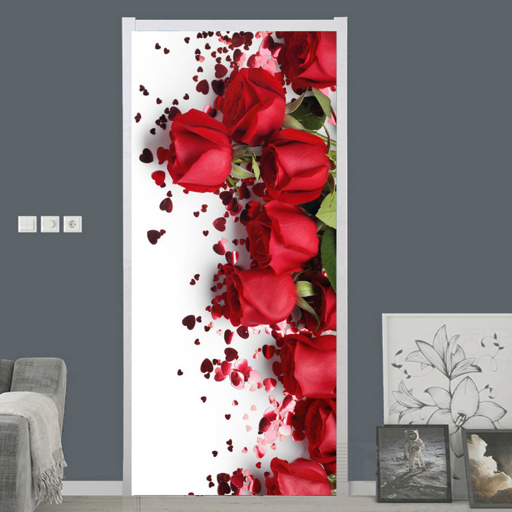 Weiße Rose Blumentapete für Tü – Home Bathroom Door Design Bewertung und Preis